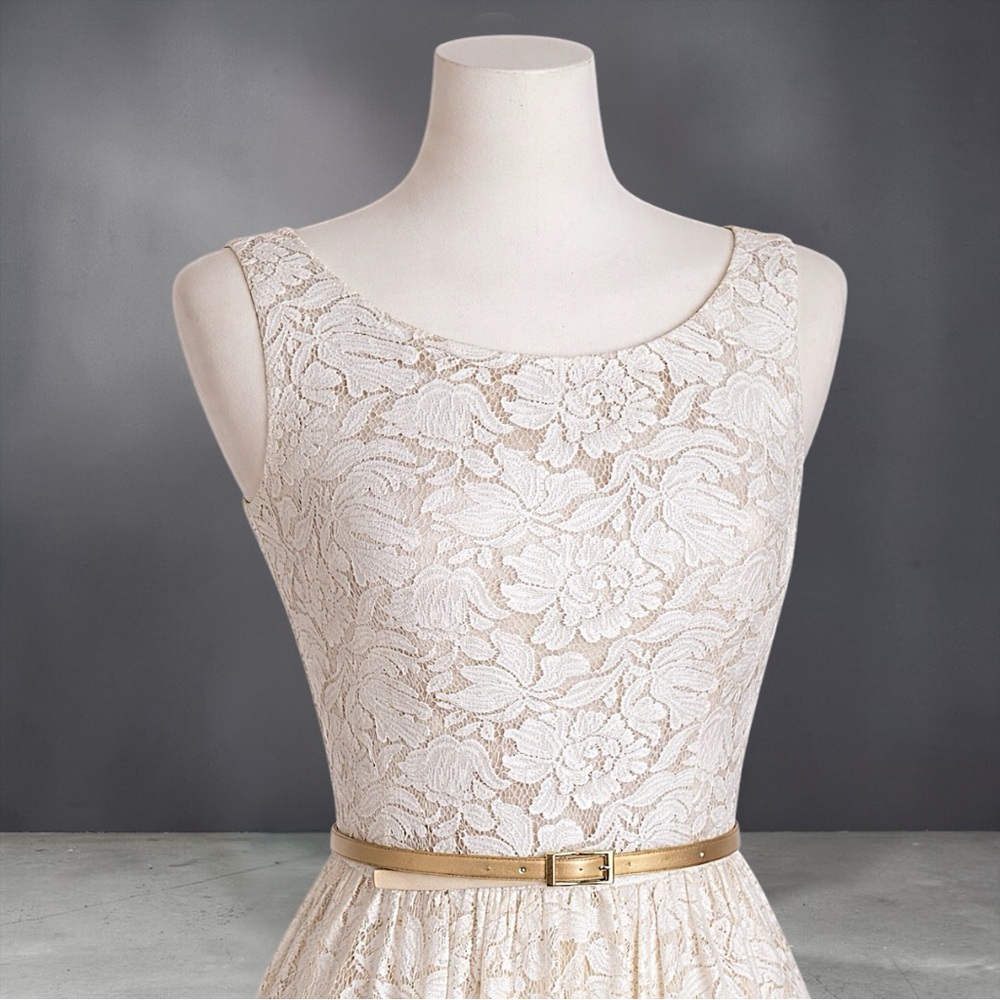 Jessica Howard Sleeveless Cream Lace Fit-and-Flare Dress - Picture 6 of 11